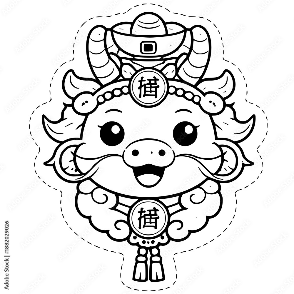 Obraz premium Chinese zodiac animal face coloring pages for kids featuring 12 zodiac animals as cute headshot designs. Perfect for Lunar New Year classroom activities, cultural lessons, worksheets, and easy black a