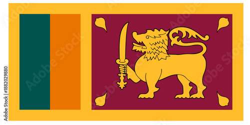 Sri Lanka National Flag with Lion Symbol Vector Illustration