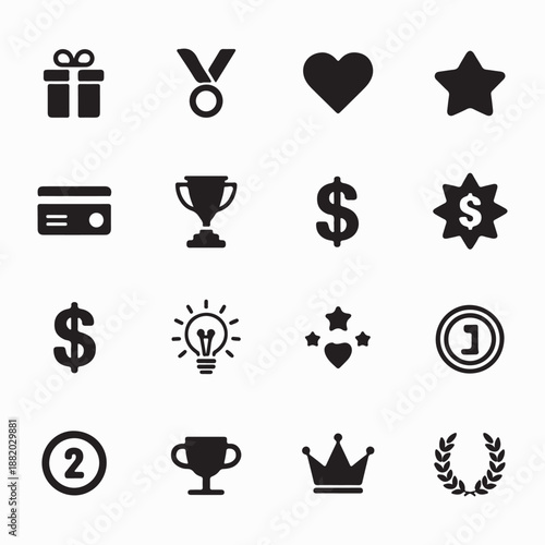 set of wedding icons for celebration and design