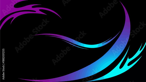 Vibrant abstract swirl of purple and blue hues flowing across a dark background, captured from a front viewpoint