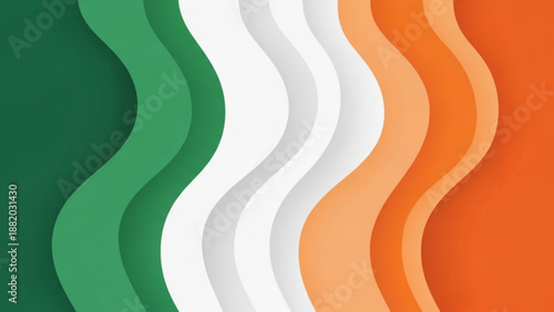 Wavy irish flag colors background graphic design element