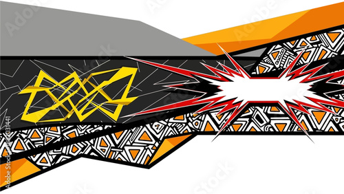 An abstract explosion of energy and patterns with dynamic shapes and vibrant colors from a close-up viewpoint