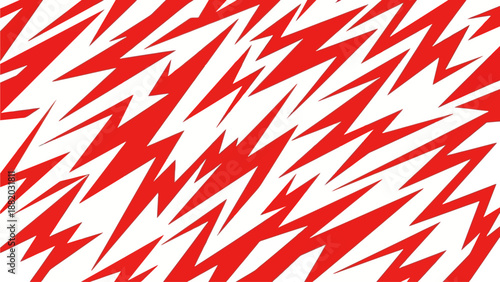 A dynamic abstract illustration of fiery red streaks on a stark white background with sharp, jagged edges and dark grey silhouette