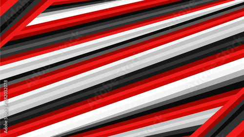 Dynamic diagonal lines in red, white, and black forming a vibrant abstract pattern