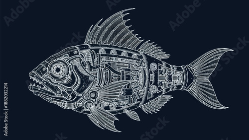 Mechanical fish illustration