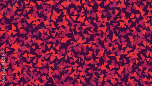 Vibrant red and purple triangular shapes forming an abstract pattern, viewed from directly above, creating a dynamic and intricate design
