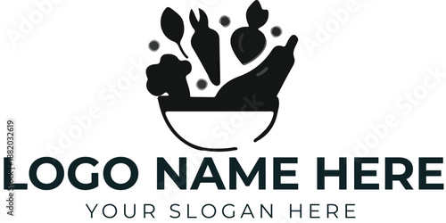 Citrus fruit logo vector with green leaves and ribbon banner for organic food or farm branding