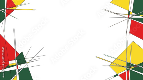 Geometric shapes forming a frame on a plain background with varied colors and angles