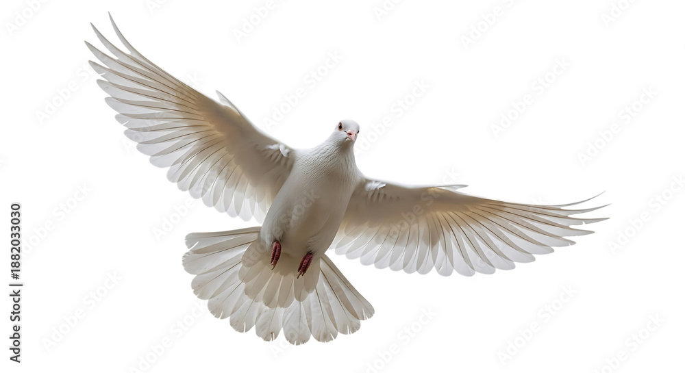 Fototapeta premium White dove in flight isolated on transparent background