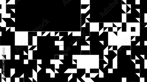 Abstract geometric pattern with seta, shapes, and design elements in a dynamic composition, viewed from a straightforward perspective as an illustration