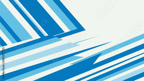 Dynamic blue geometric shapes in a diagonal abstract composition, viewed from a straightforward angle