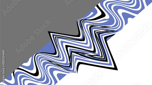 Abstract digital illustration of a zigzag pattern with swirling shapes and contrasting colors, creating a dynamic visual effect