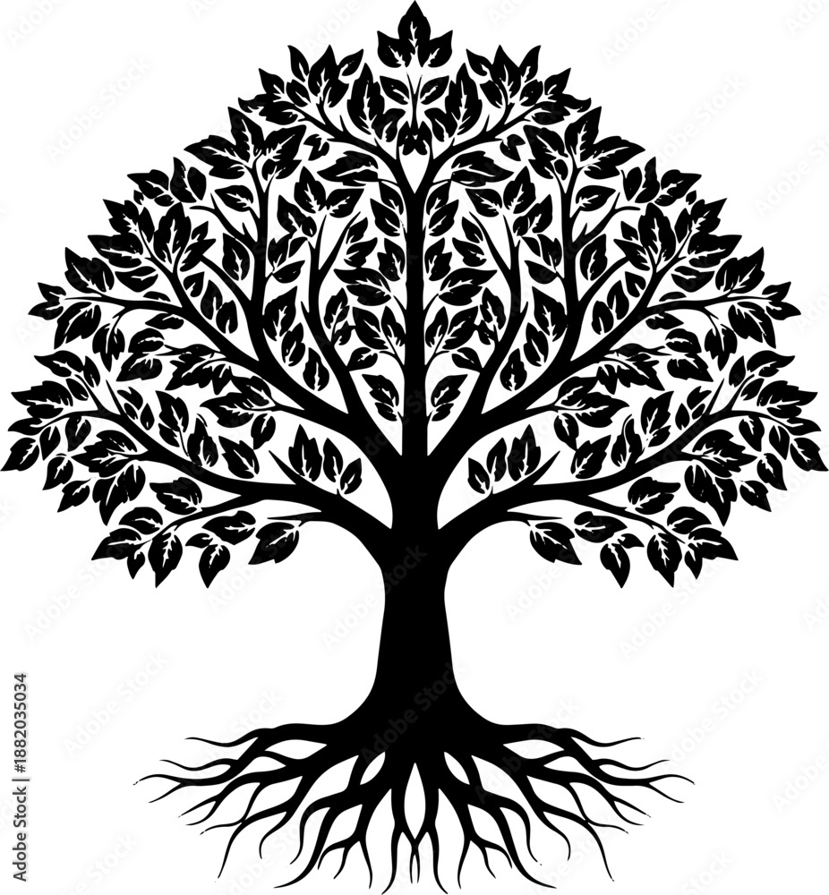 Obraz premium Black Silhouette of a Tree.