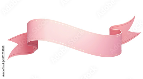 Elegant pink ribbon banner isolated on transparent background.