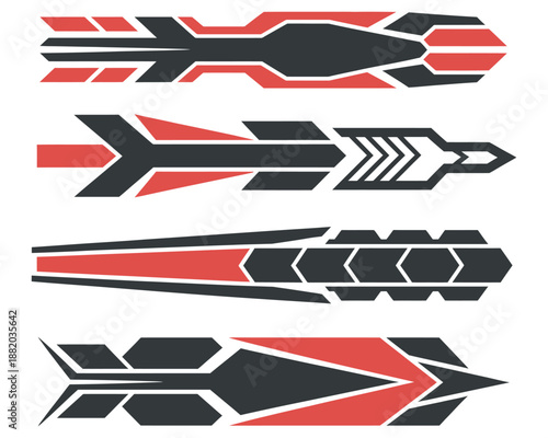 Racing graphics set for vehicle customization, sports car decals, stylized automotive vector designs, speed-inspired elements, car wrap decoration, motorsport branding, digital illustration