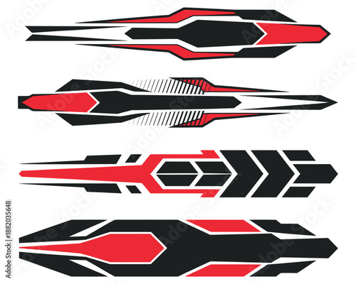 Racing graphics set vehicle decals, sports car customization, stylized vector designs, automotive decoration, car wrap elements, racing-inspired graphics, branding, print, digital use