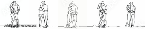 line art of a couple standing hugging each other affectionately