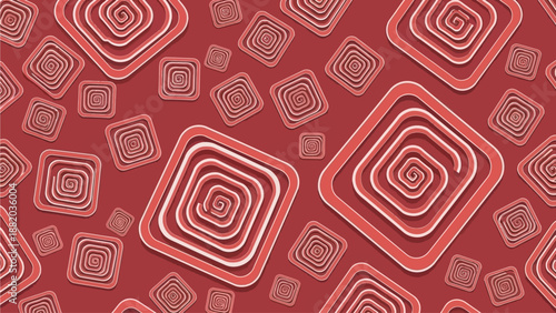 Concentric diamond shapes in red pattern with layered design and geometric forms