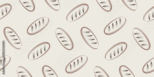 Seamless pattern of bread loaves in a soft hand-drawn style. Suitable for bakery themes, fabric prints, wallpapers, and creative backgrounds.