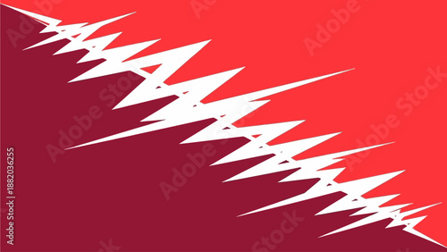 Diagonal jagged white lines on a gradient red background, illustrating a dynamic graphic element, from a top-left viewpoint