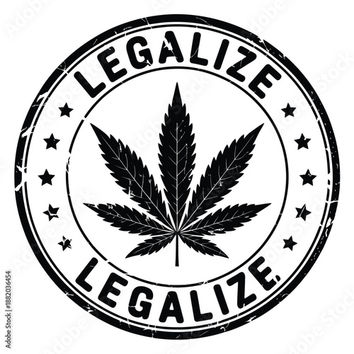 legalize stamp with cannabis leaf design and text a circular emblem