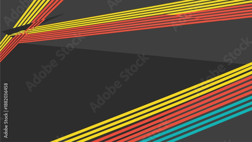 Vibrant multicolored lines intersecting on dark background, abstract geometric pattern, modern digital art, dynamic lines, close-up view