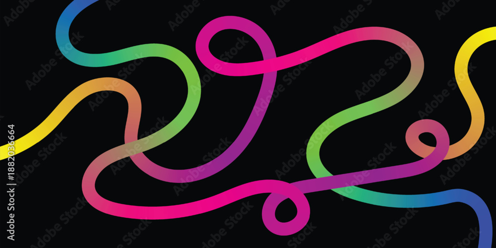 Obraz premium Abstract Party Background with Gradient background, Abstract Background with Gradient Line Shapes. Vector Graphic with Curve Rainbow Ribbons.Vector Swirl Rainbow Ribbons