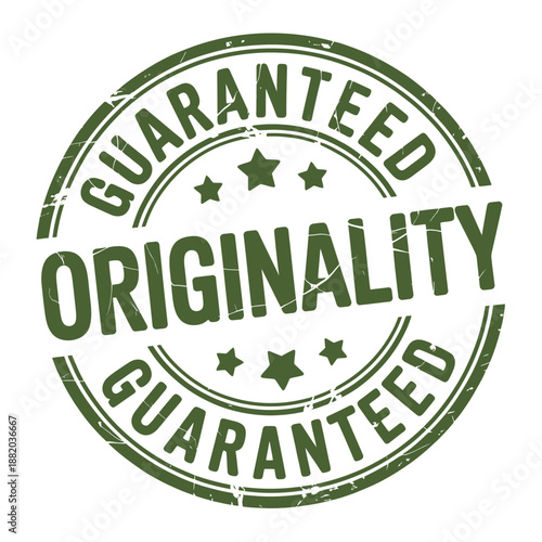 a circular stamp with the word guaranteed originality and several stars around it