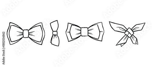 Set of hand drawn bow ties. Vector illustration of sketch style bowties, great for design elements