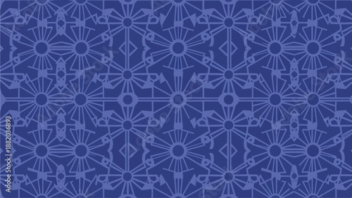 Intricate floral pattern featuring seta, flowers, geometry, shapes, and symmetry in a repeating design viewed from directly above