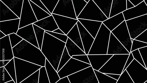 Geometric Pattern of Intersecting Lines and Shapes in a Black Environment from a Direct Viewpoint