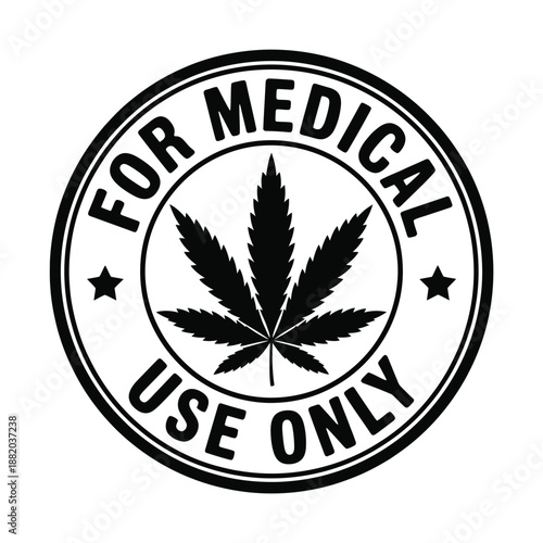 medical cannabis emblem design with leaf and text for medical use only