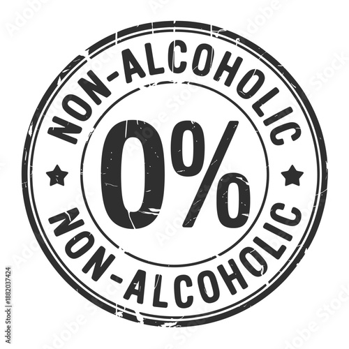 vintage style stamp with non alcoholic text and zero percent symbol