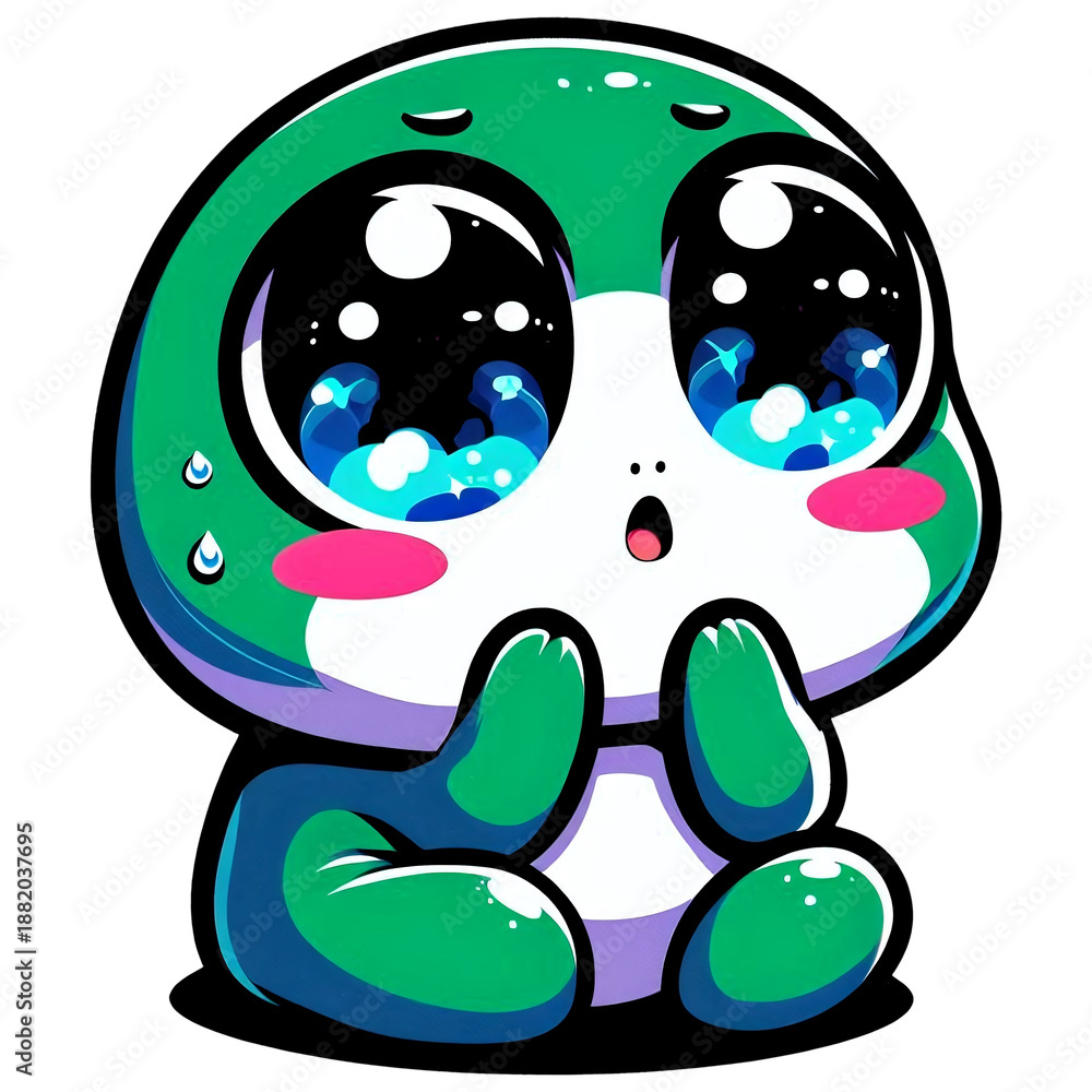 Fototapeta premium A frog sitting quietly with teary eyes
