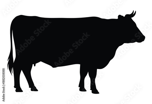 a black silhouette of a cow standing a simple animal outline illustration