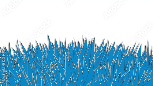 Vibrant Blue Grass Field Illustration from a Low Angle Viewpoint