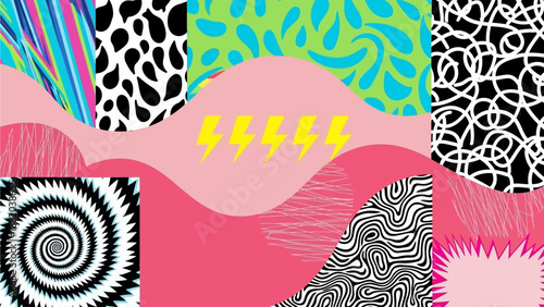 Vibrant abstract illustration featuring pattern, texture, design, shape, and art in a dynamic composition from a top viewpoint