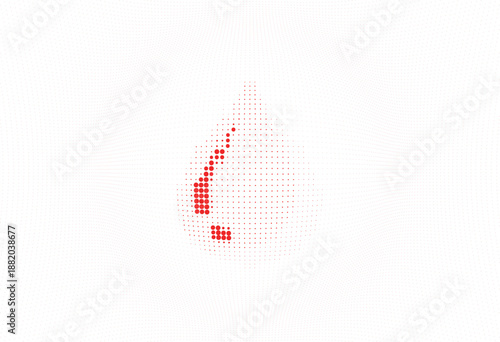 Vector halftone dotted red teardrop design. A modern, Blood donate concept, Transparent background