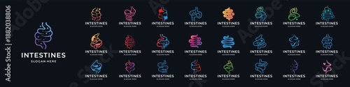 set of intestine logos vector for health and doctor logo collection. Intestine human digestion Organ design vector illustration.