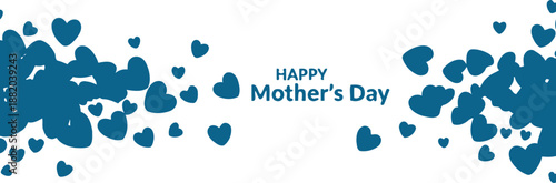 Happy mother's day greeting card with blue hearts mother's day celebration