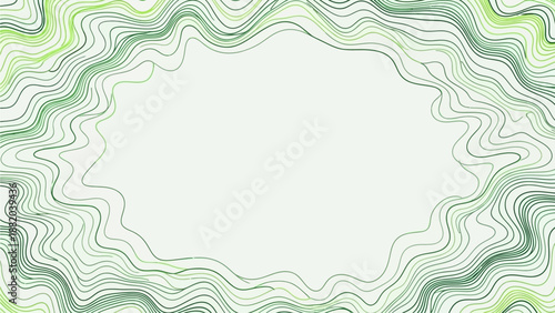 A wavy green and white abstract border frame on a white background from a straight-on viewpoint
