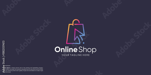 Online Shop Logo designs Template, click shopping Vector illustration,