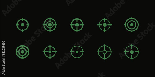 Crosshair aim target illustrations. Set of shooting crosshairs vector illustrations. Gun shooting range target icons and symbols.