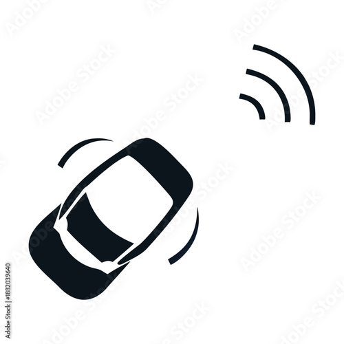 Smart car system icon, illustrating remote control, vehicle connectivity, and advanced automotive technology for security and tracking purposes, isolated on