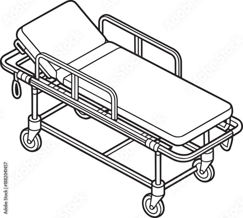 Medical Gurney Illustration Stretcher Hospital Equipment Isolated on White Background