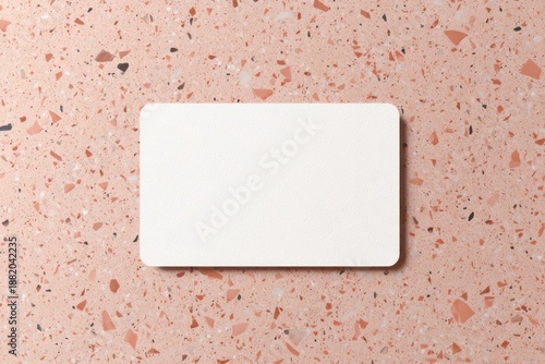 White Card on Terrazzo Surface - Minimalist Design for Branding and Mockups.