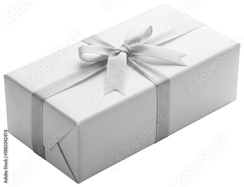 White Gift png Silver Present cutout Wrapped Box png Elegant Parcel cutout Festive Gift png Beautiful Present cutout Clean Box png Simple Package cutout Luxury isolated transparent background image