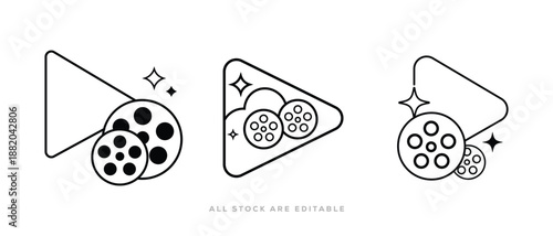 Flat media player vector, media icon, film icon. Cinema Play Triangle. vector illustration 