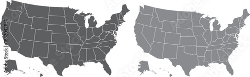 USA grey color map on white background