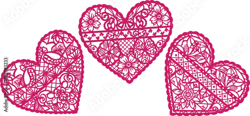 I love you romantic calligraphy text with red hearts and dots on white background, elegant hand drawn lettering for Valentine Day greeting card,